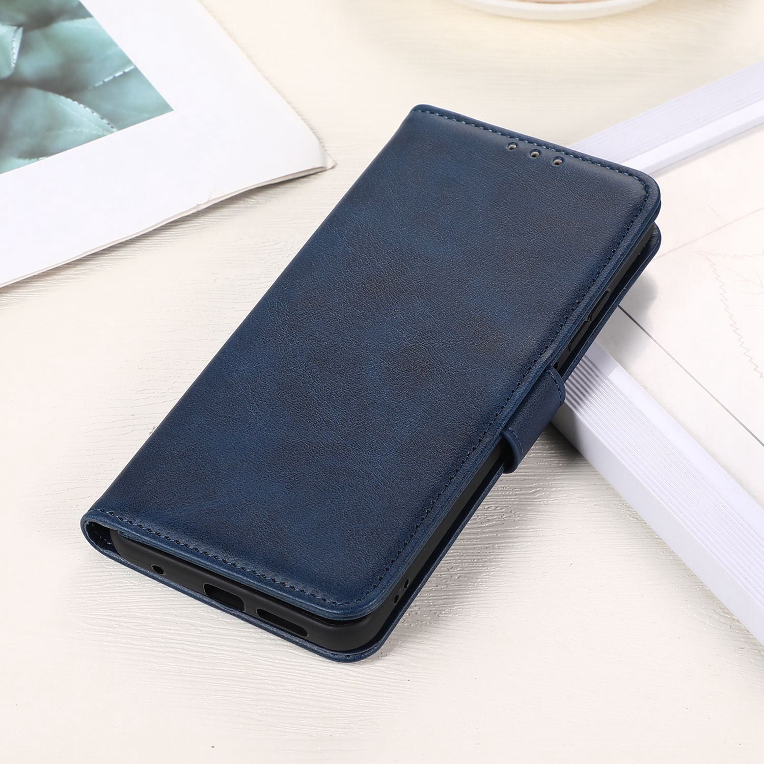 For Xiaomi Redmi Note 13R Pro 5G Leather Case Cowhide Texture Phone Wallet Cover - Blue For Xiaomi Redmi Note 13R Pro 5G Leather Case Cowhide Texture Phone Wallet Cover - Blue